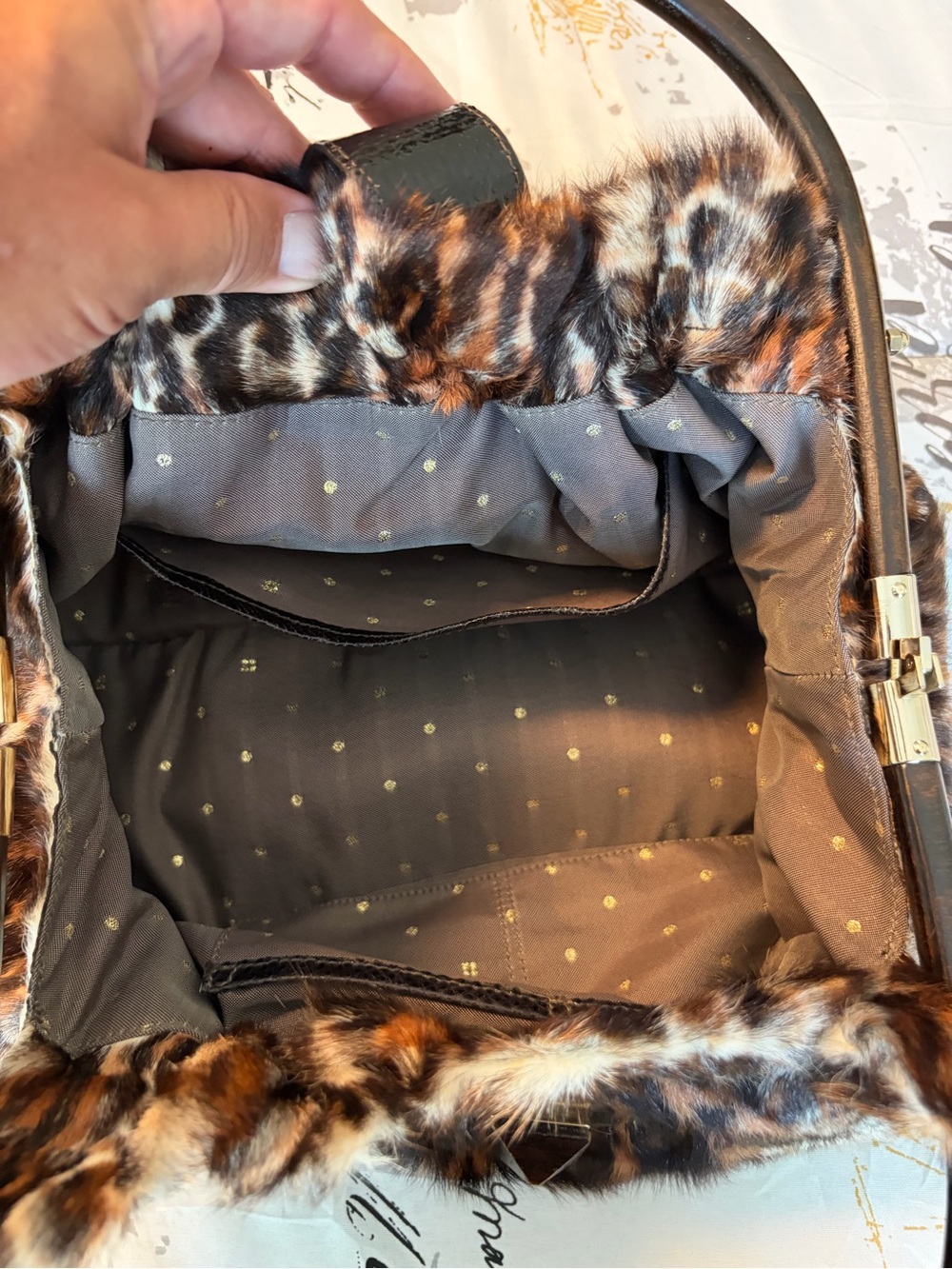 Kate Spade *RARE* Maya Y2K Faux Fur Leopard Print Handbag - Picture 7 of 10